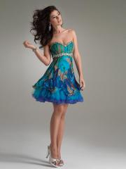 Chic Short Strapless Printed A-Line Dress with Empire Waistline Homecoming Dress