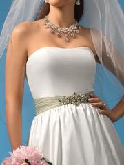 Chic Strapless White Gown of Front Crystal Sash and Cascading Skirt
