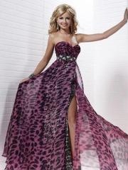 Chic Sweetheart Floor Length Sheath Printed Slit Skirt Beaded Celebrity Dress