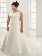 Chic V-Neck Off-The-Shoulder Chiffon A-Line Plus Size Wedding Dress