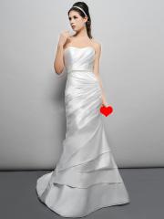 Chic and Modern Sweep Train A-line Wedding Dress with Ruffles bodice and Skirt of Rhinestones