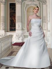 Chic sleeveless Satin Strapless Wrap Waist Floral Beading On Bodice Wedding Dress