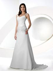 Chiffon A-Line Gown With A Sweetheart Neckline Lace Up Back And Sweep Train Wedding Dress