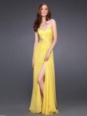 Chiffon Daffodil Strapless Sweetheart Neckline Sequined Waist Sleeveless Floor-Length Evening Dress