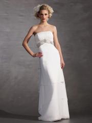 Chiffon Empire Waist Strapless Dress with Beaded Band Detail At The Empire Wedding Dresses