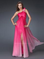 Chiffon Floral One-Shoulder Sweetheart Neckline Sleeveless Floor-Length Side Slit Prom Dress