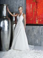 Chiffon Gown with Halter Neckline Wrap Waist Adorned With Lace Wedding Dresses