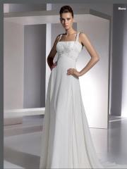 Chiffon Made Straight Neckline Empire Silhouette Gown for Wedding