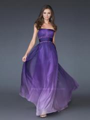 Chiffon Ruche Strapless Neckline Beaded Waistline Sleeveless Floor-Length Prom Dress