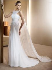 Chiffon Scoop Neckline with Shirring Modern Wedding Dress