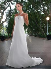 Chiffon Slim A-Line Gown with Heavily Beaded Jewel Strap Halter Zipper Back Wedding Dresses