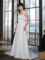 Chiffon Slim A-Line Gown with Modified Sweetheart Neckline And Rouched Bust Wedding Dresses