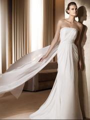 Chiffon Strapless Shirring and Belt 2011 Zipper Elegant Wedding Dress