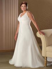 Chiffon V-neck A line Skirt with Hanging Chiffon Sash and Chapel Train Wedding Dress