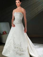 Classic A-Line Satin Strapless Wedding Dress