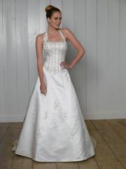 Classic A-Line Strapless Court Train Satin Wedding Dress