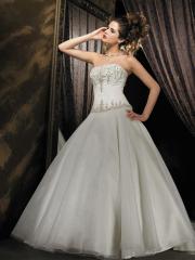 Classic Ball Gown Strapless Satin Organza Wedding Dress