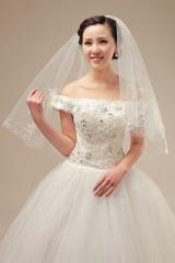 Classic Floral Tulle Veil with Beadings