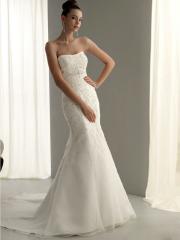 Classic Mermaid Strapless Organza Wedding Dress