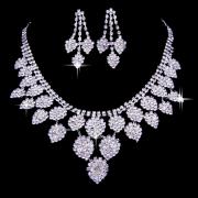 Classic Rhinestone Chandelier Necklace and Earrings