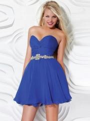 Classic Strapless Sweetheart Sequined Band Short Length Chiffon Wedding Guest Dresses