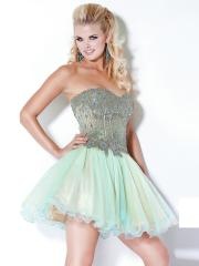 Classical Strapless Short A-Line Beaded Bodice and Light Mint Tulle Homecoming Dress