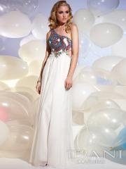 Classy One-Shoulder Floor Length Rhinestone Embellished Bodice and Chiffon Celebrity Dress