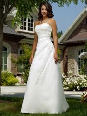 Column Bridal Gown with Detailed Chiffon and Strapless Bodice
