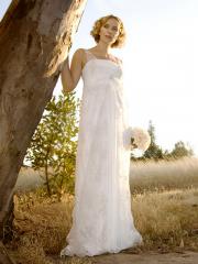 Column Jewel Neckline Floor Length Shirring Tulle Wedding Dress