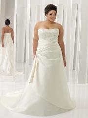 Column Silhouette with Embroidery on Neckline And Waistline Plus Size Wedding Dress