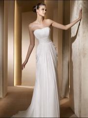 Column Strapless Beading And Shirring Sweep Train Elegant Wedding Dress
