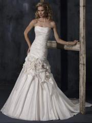 Column Strapless Neckline Shirring and Ruffles Gorgeous Wedding Dress