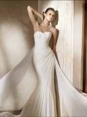 Column Sweetheart Neckline Shirring Modern Wedding Dress