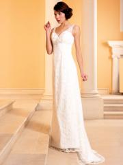 Conture Deep V-Neck Lace Column Bridal Wear
