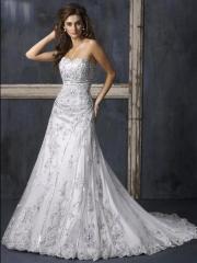 Custom Made Lace Layer Empire Gown of Chapel Train