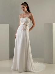 Cute Chiffon A-Line Strapless Waistband Bow Decoration Wedding Dress