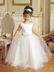 Cute Floral Floor-length Satin and Tulle Flower Girl Dress with Beadings