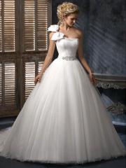 Cute One Shoulder Ball Gown Bow Tie Wedding Dress