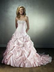 Cute Pink Ball Gown Strapless Taffeta Wedding Dress