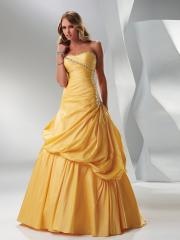 Daffodil Ball Gown Strapless Neckline Beaded Trim Balloon Full Length Taffeta Quinceanera Dresses