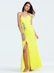 Daffodil Chiffon One-Shoulder Sweetheart Neckline Side Slit Sleeveless Floor-Length Celebrity Dress