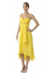 Daffodil Spaghetti Straps Sweetheart Empire Waist High Low Chiffon Prom Dresses