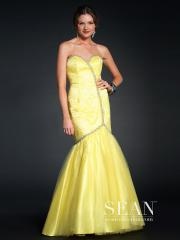 Daffodil Trumpet Style Strapless Sweetheart Neckline Sequined Trim Satin Celebrity Dresses