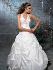 Dainty Halter Taffeta Ball Gown Wedding Dress