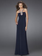 Dark Navy Beaded Halter Sweetheart Neckline Sleeveless Floor-Length Evening Dress