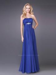 Dark Royal Blue Chiffon Strapless Neckline Sleeveless Floor-Length Prom Dress