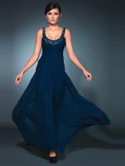 Dark Royal Blue Chiffon Wide Straps Scoop Neckline Sleeveless Floor-Length Prom Dress