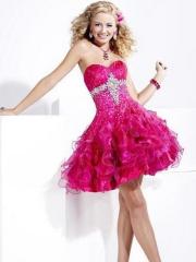 Dazzling Sequins Enhancing and Marvelous A-Line Ruffled Skirt Organza Prom Dresses