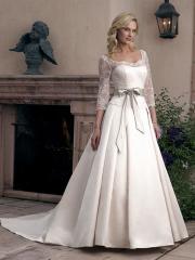 Decent Satin Lace Princess Gown of Bow Tie and Sleeves