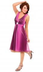 Deep V-Neck Two-Toned Purple Ombre Chiffon Homecoming Dress of Brooch at Waist
